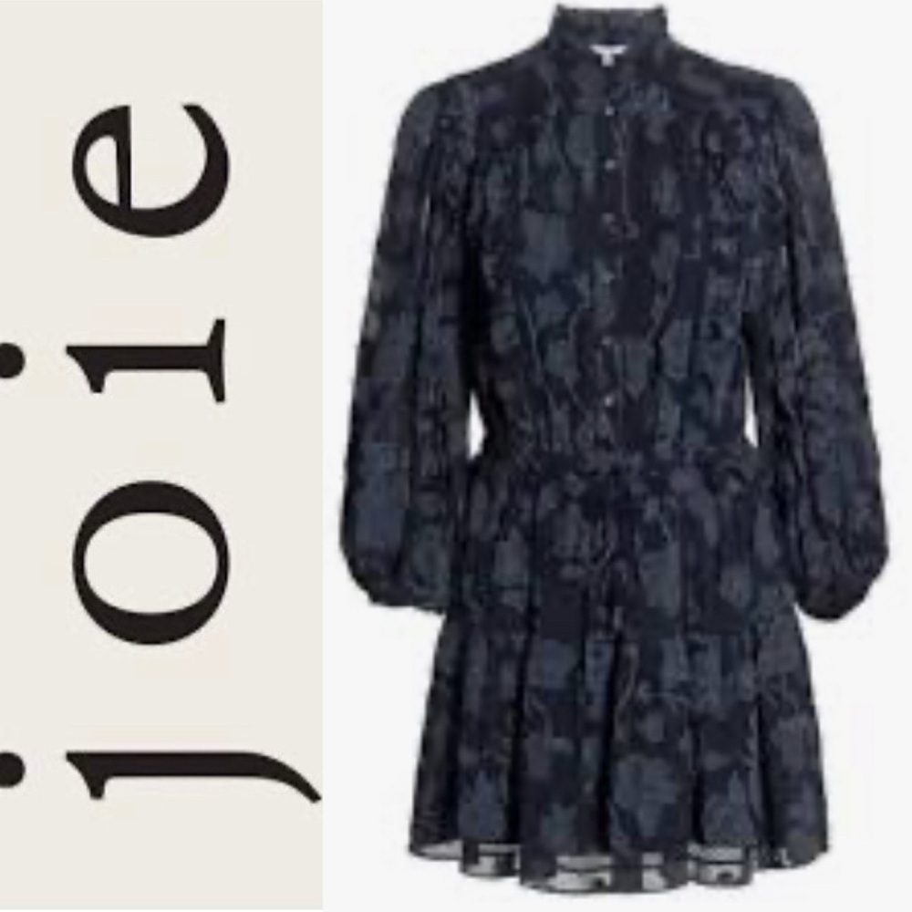 Joie Adel B Mini Ruffle Long Sleeve Dress on Deep Sea XS